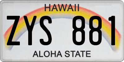 HI license plate ZYS881