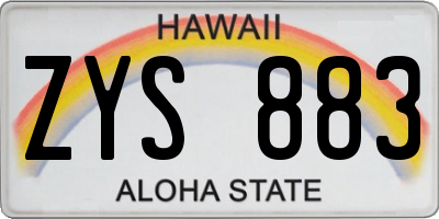 HI license plate ZYS883