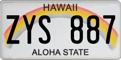 HI license plate ZYS887