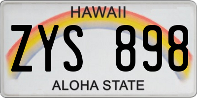HI license plate ZYS898