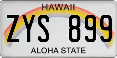 HI license plate ZYS899