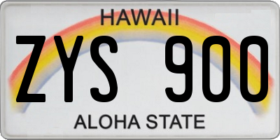 HI license plate ZYS900