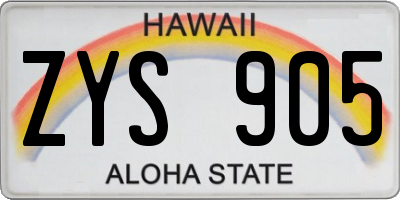 HI license plate ZYS905