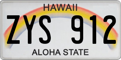 HI license plate ZYS912