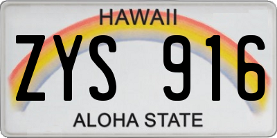 HI license plate ZYS916
