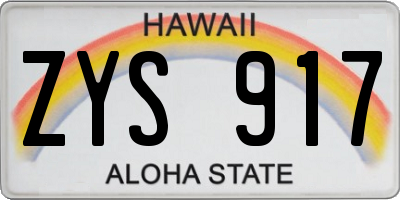 HI license plate ZYS917