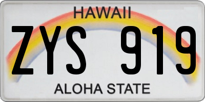 HI license plate ZYS919