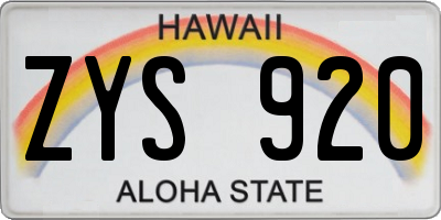 HI license plate ZYS920