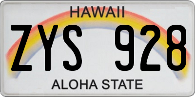 HI license plate ZYS928