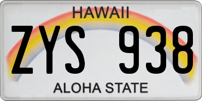 HI license plate ZYS938