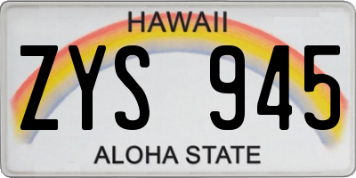 HI license plate ZYS945
