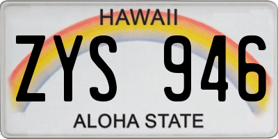 HI license plate ZYS946