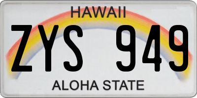 HI license plate ZYS949