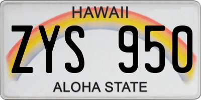 HI license plate ZYS950
