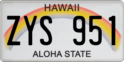 HI license plate ZYS951