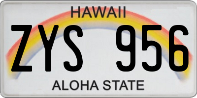 HI license plate ZYS956