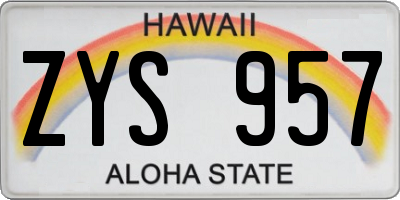 HI license plate ZYS957