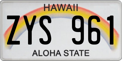 HI license plate ZYS961