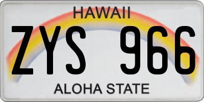 HI license plate ZYS966