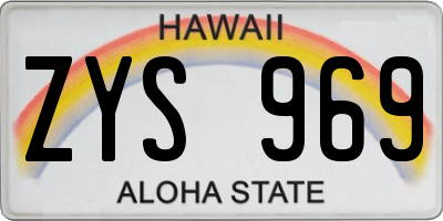 HI license plate ZYS969