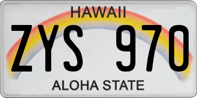 HI license plate ZYS970