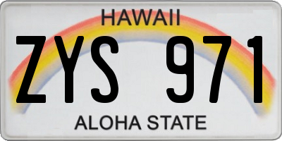 HI license plate ZYS971