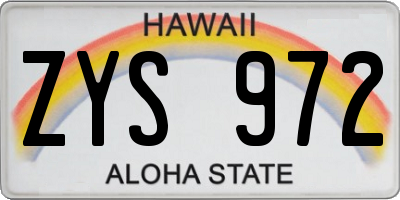 HI license plate ZYS972