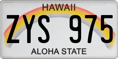 HI license plate ZYS975
