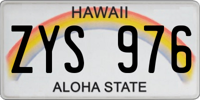 HI license plate ZYS976