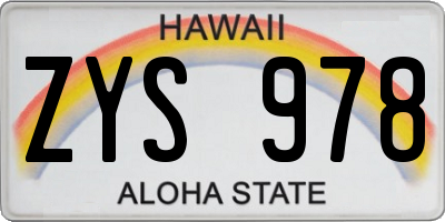 HI license plate ZYS978