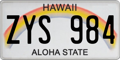HI license plate ZYS984