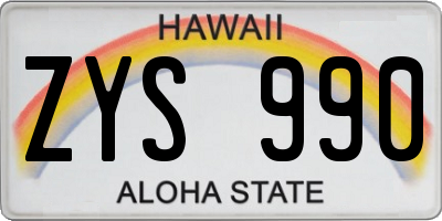HI license plate ZYS990