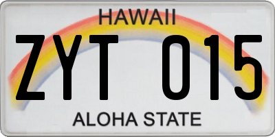 HI license plate ZYT015