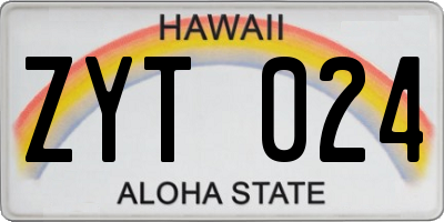 HI license plate ZYT024