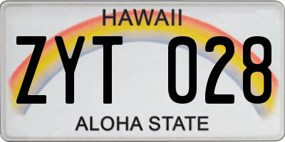 HI license plate ZYT028