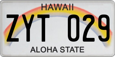 HI license plate ZYT029