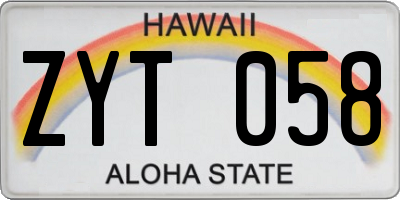 HI license plate ZYT058