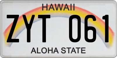HI license plate ZYT061