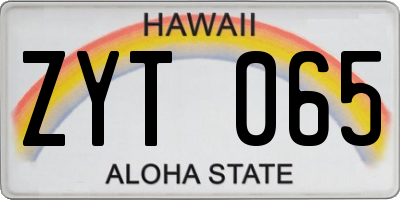 HI license plate ZYT065