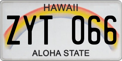 HI license plate ZYT066