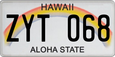 HI license plate ZYT068