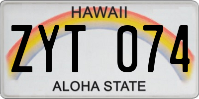 HI license plate ZYT074