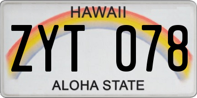HI license plate ZYT078