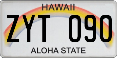HI license plate ZYT090