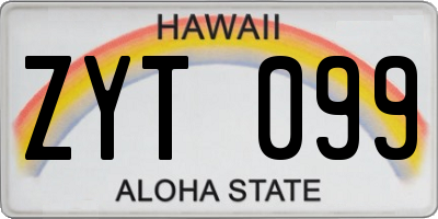 HI license plate ZYT099