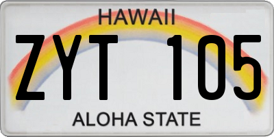 HI license plate ZYT105