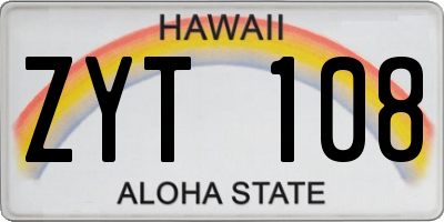 HI license plate ZYT108