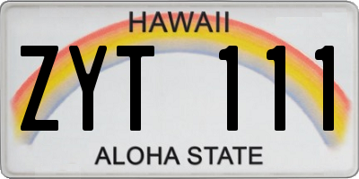 HI license plate ZYT111