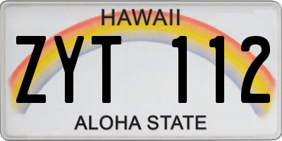 HI license plate ZYT112