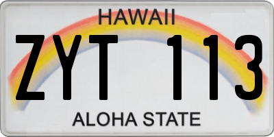 HI license plate ZYT113
